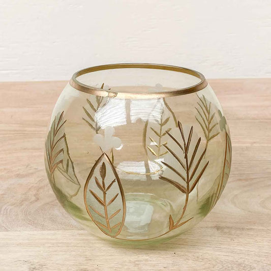 Milano Glass Candle Holder - Green/Gold