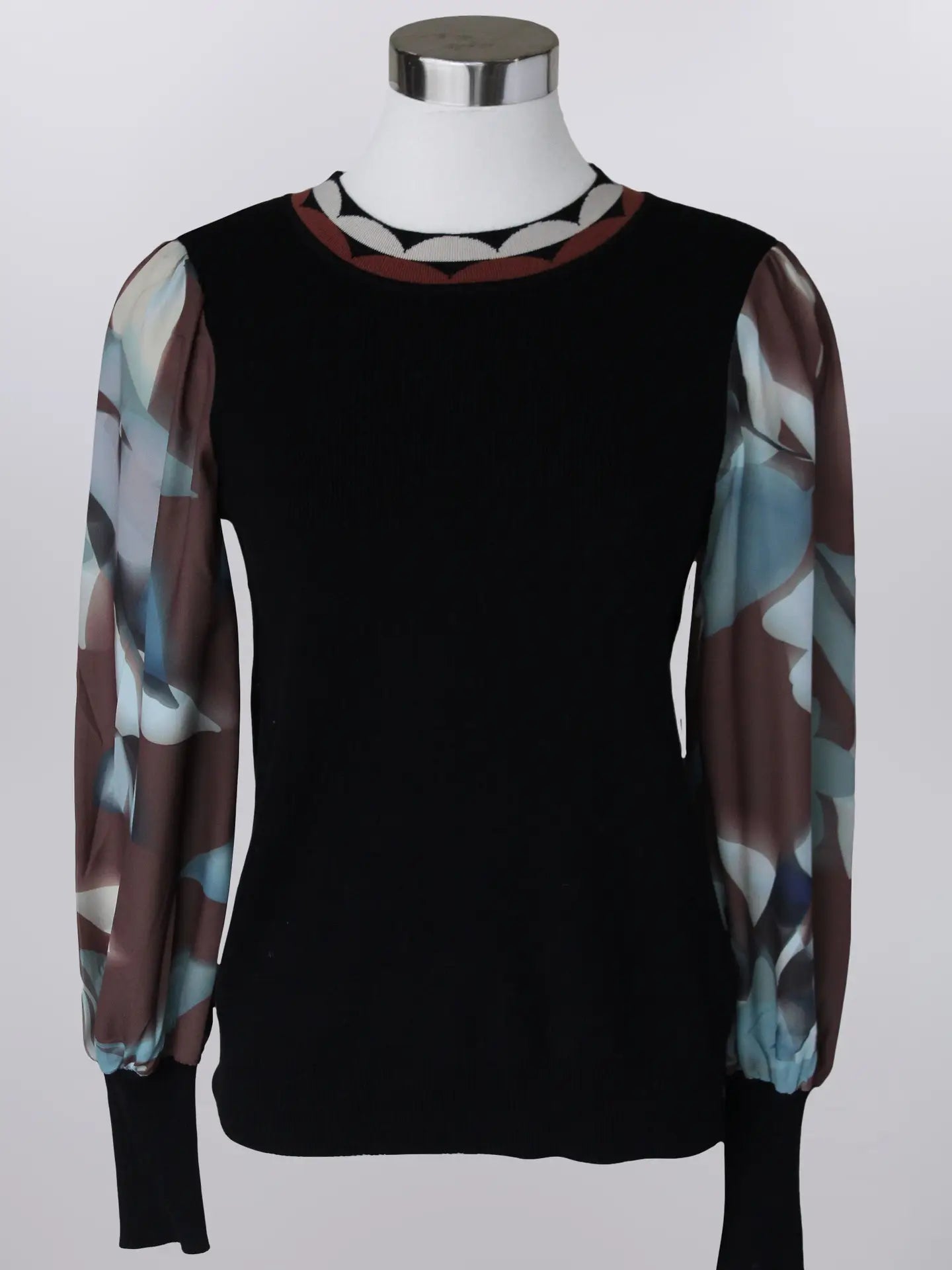 Keren Hart Sweater - Black with Printed Sleeves