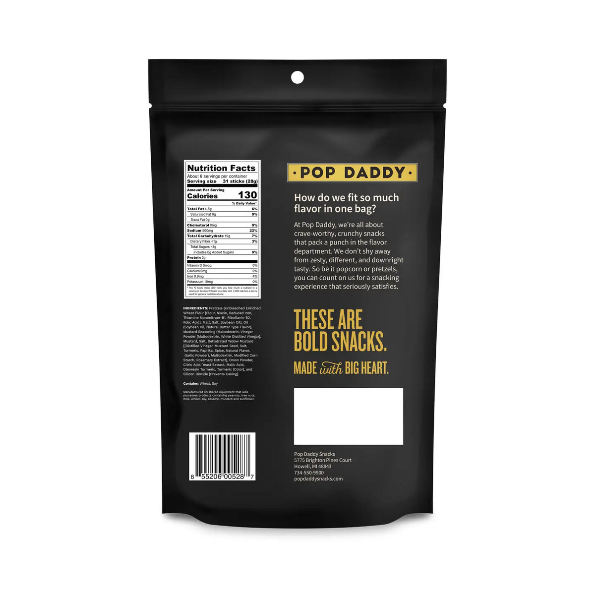 Pop Daddy Seasoned Pretzels - 7.5oz - Yellow Mustard