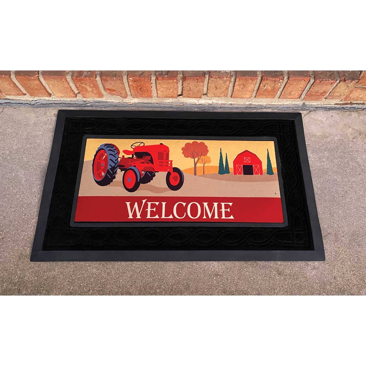 DOORMAT INSERT WELCOME RED TRACTOR