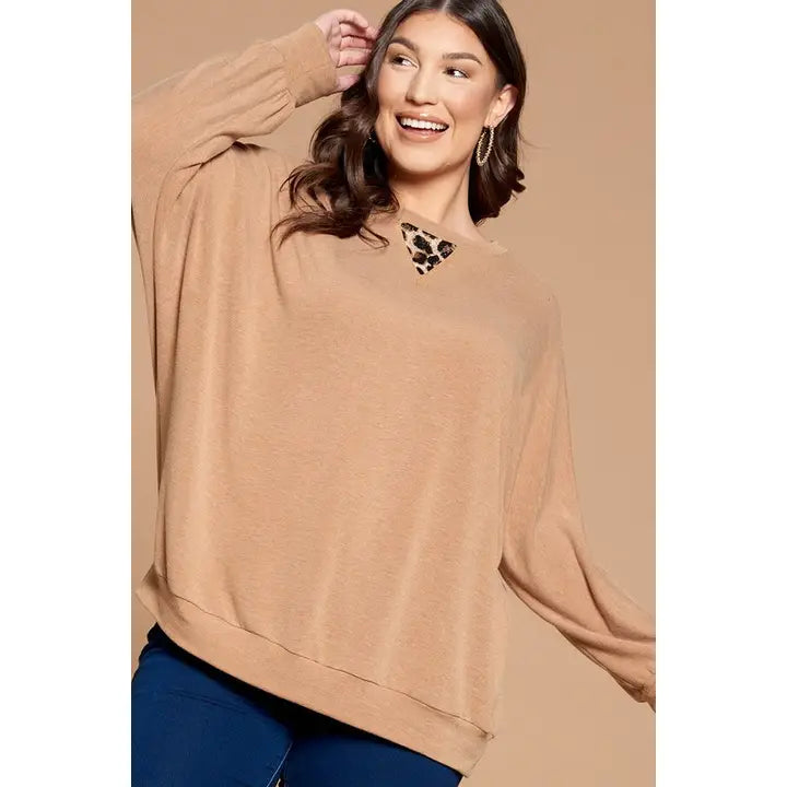 Plus Size Animal Contrast Tunic