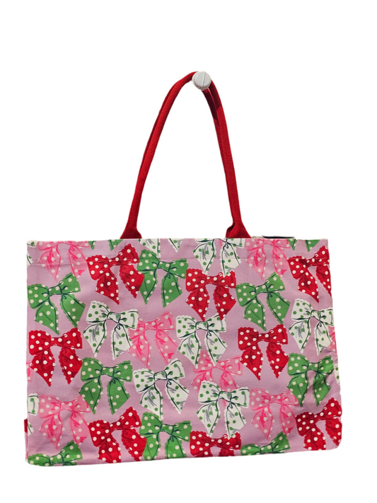 Simply Southern Holiday Dot  Bow Tote