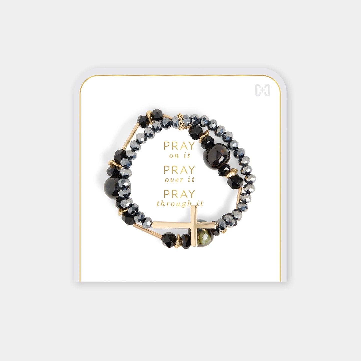 Pray on it, Pray over it, Pray through it Beaded Bracelet