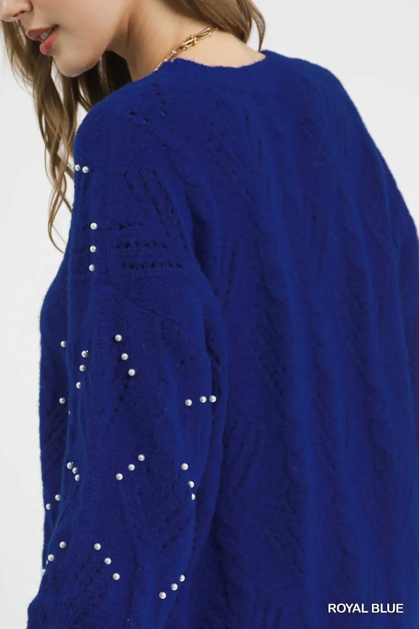 Umgee Pearl-Embellished Knit Sweater