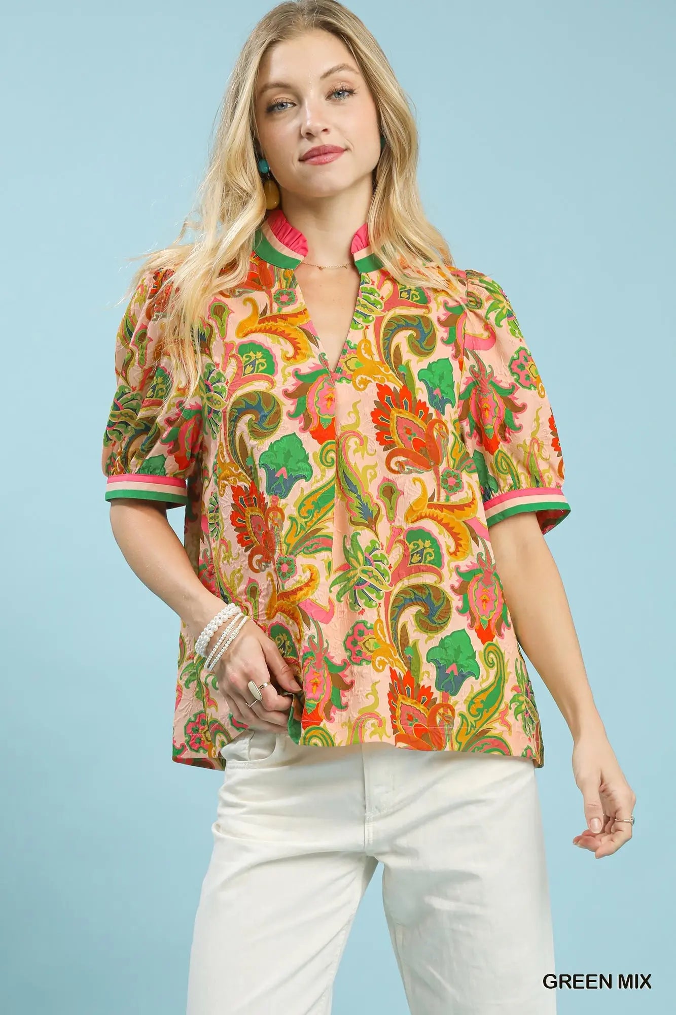 Umgee Jacquard Abstract Print Top