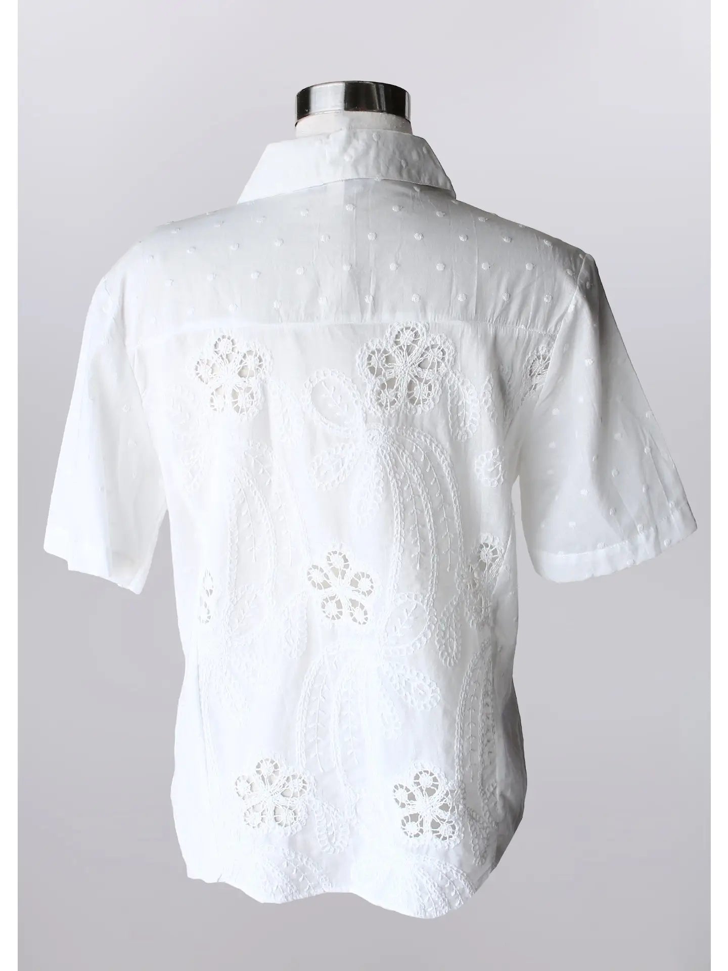 Keren Hart White Lace and Swiss Dot Top