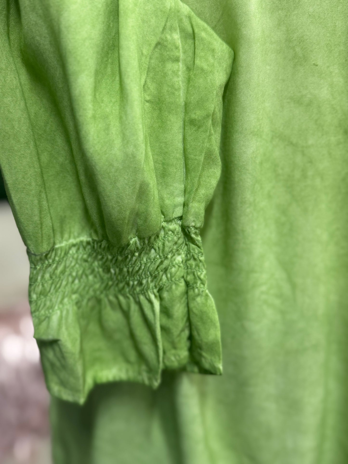Keren Hart Lime Green Mineral Washed Top with Detailed Neckline