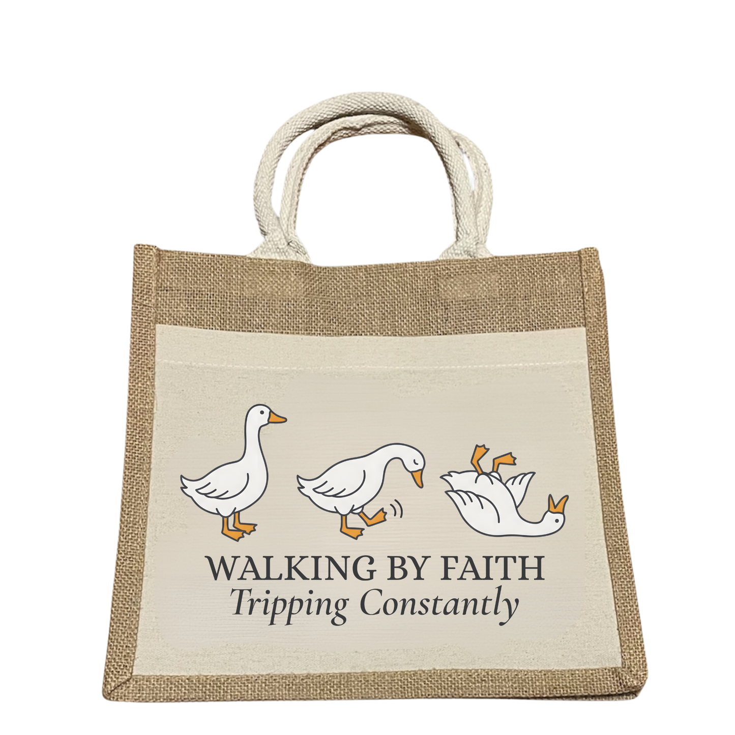 Walking by faith tripping constantly: Goose Bible Bag
