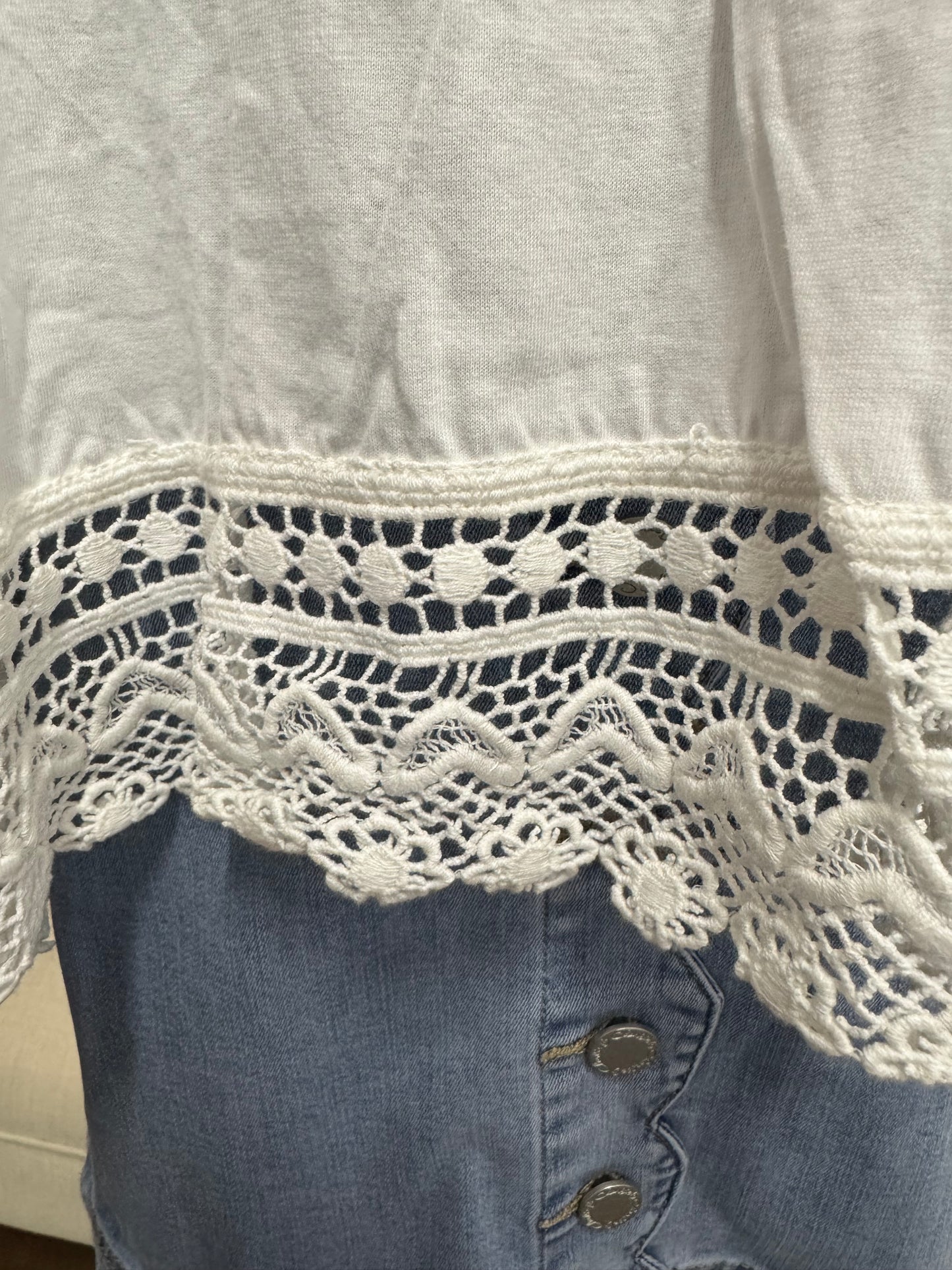 Keren Hart Plus White Pleated Top with Lace Trim