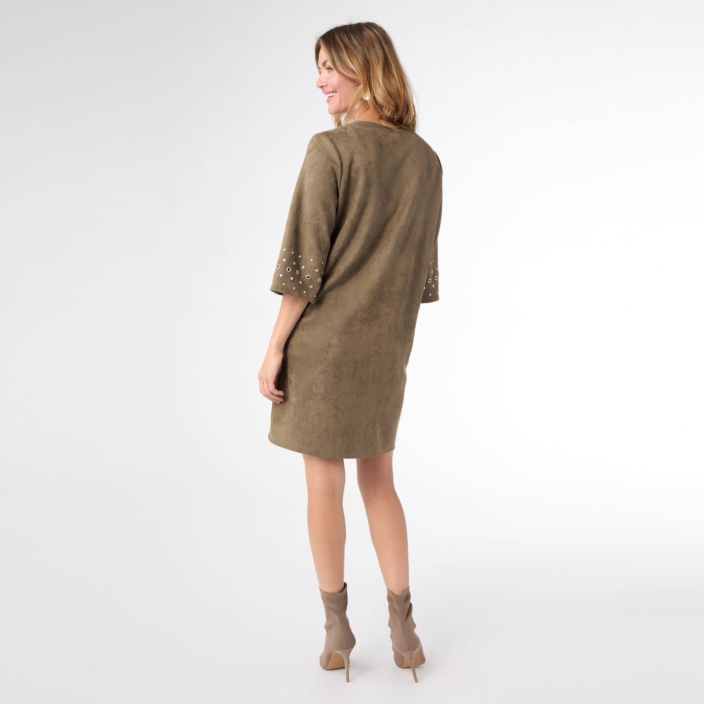Seri Faux Suede Dress with Rivet Detail - 2 colors