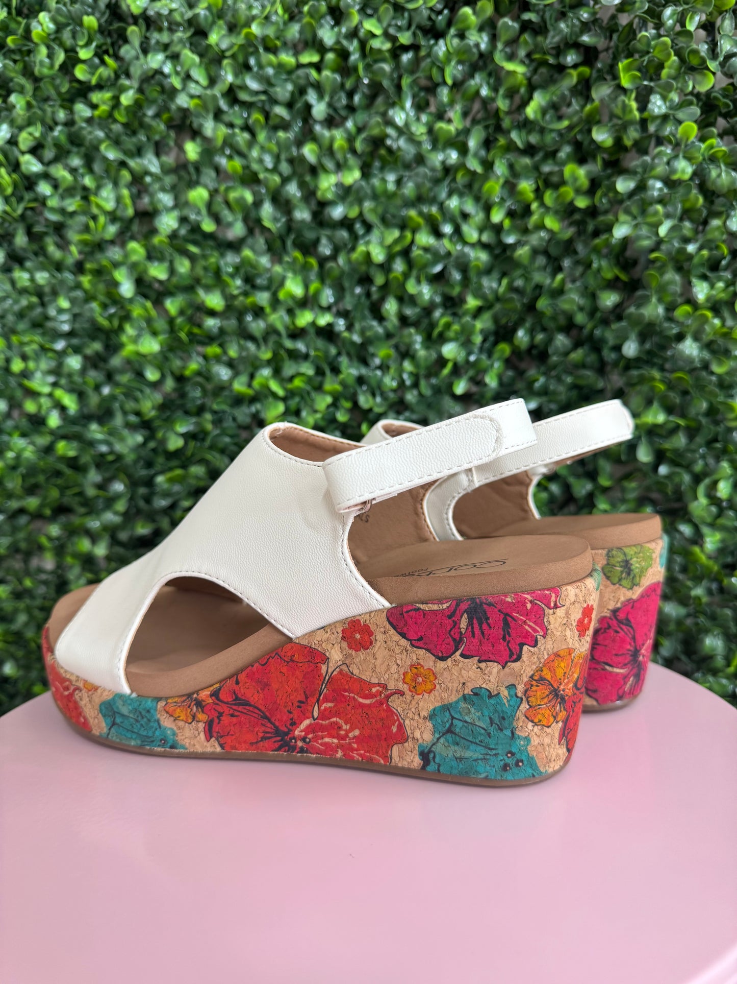 Corky’s Carley White Floral Wedges
