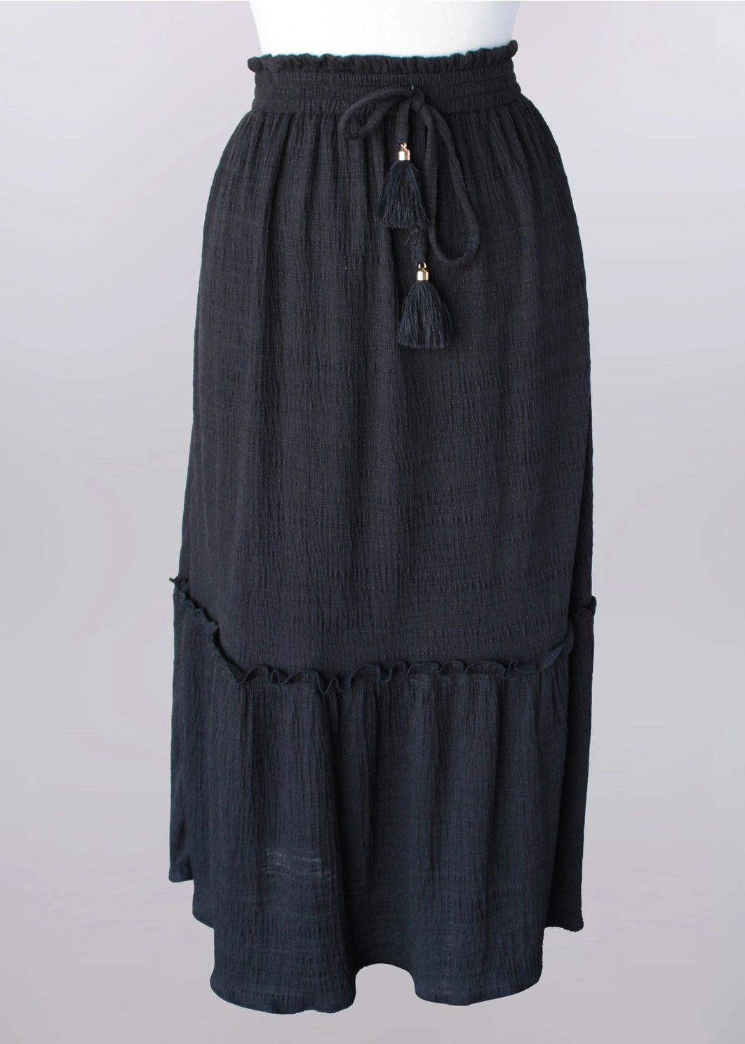 Keren Hart Black Soft Textured Midi Skirt