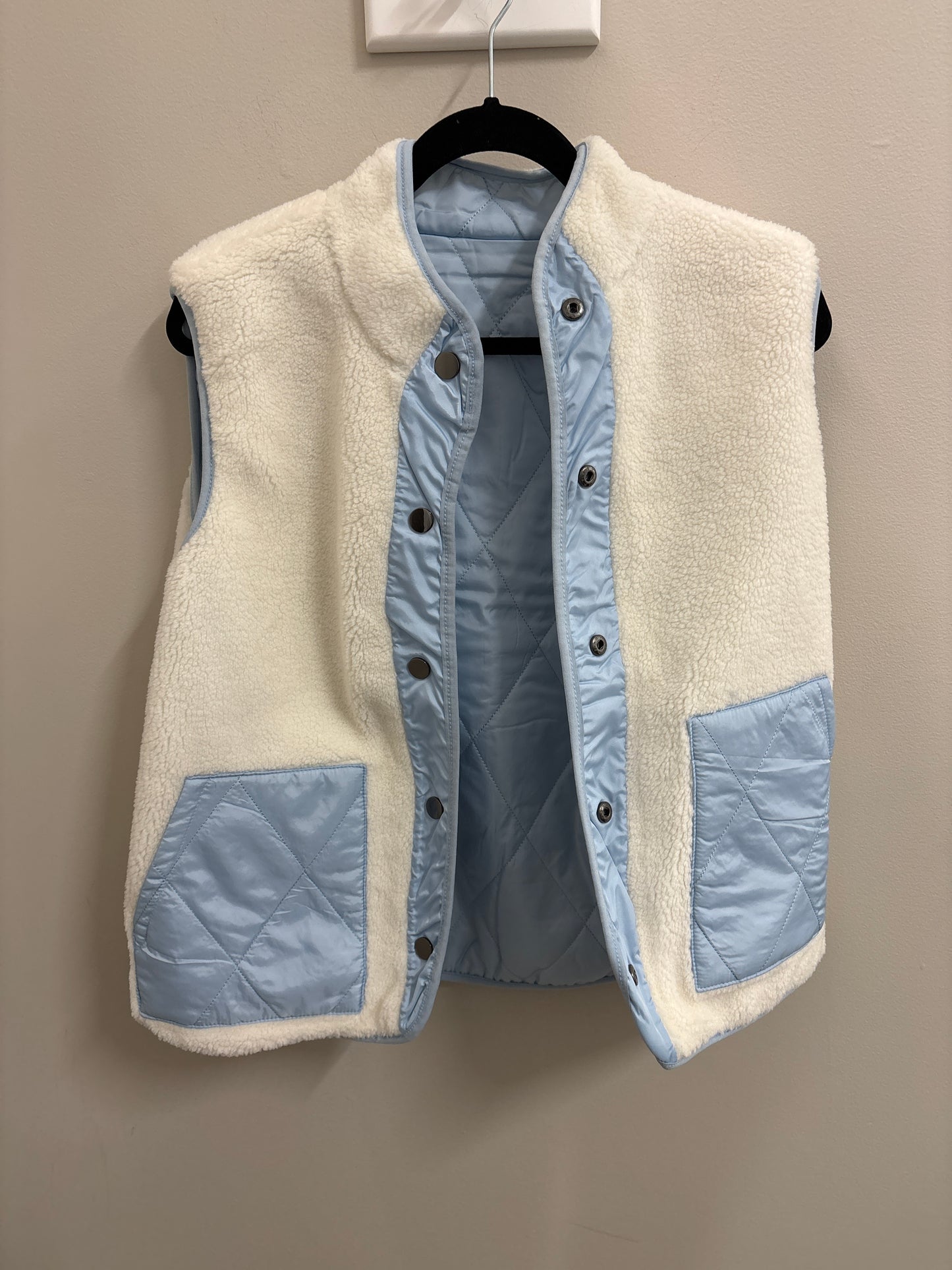 Keren Hart Reversible Light Blue and Sherpa Vest