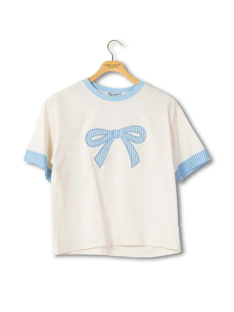 Simply Southern Blue Gingham Bow Tee
