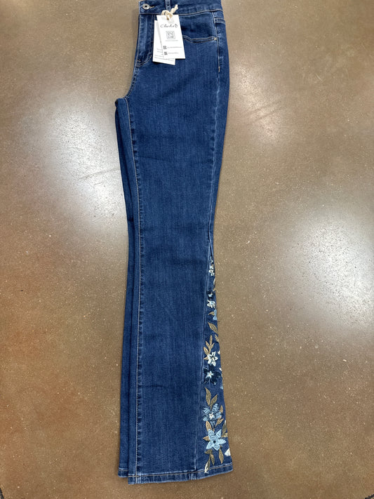 Charlie B bootcut jeans with embroidery
