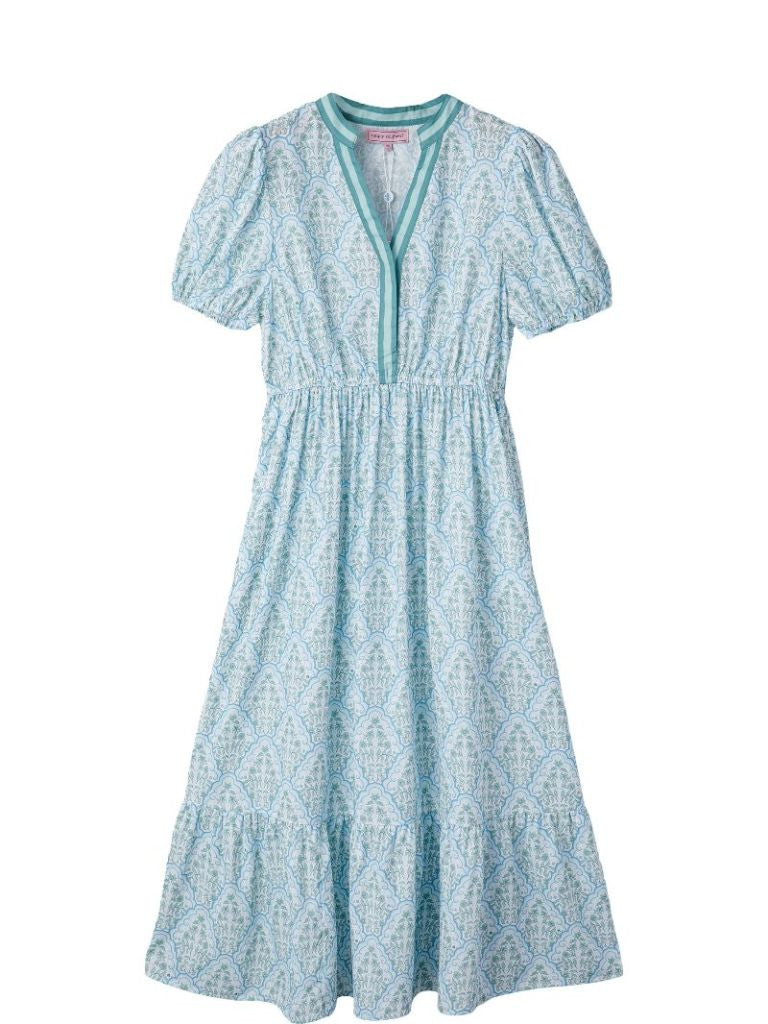 Simply Southern Prim Y-Neck Maxi Dress - Scalloped Flowers