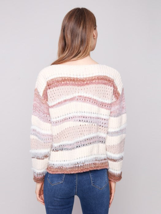 Charlie B Patchwork Knit Drop Shoulder Sweater