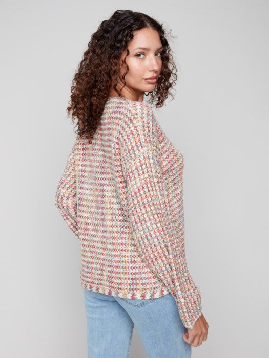 Charlie B Multicolor Novelty Yarn Crochet Sweater
