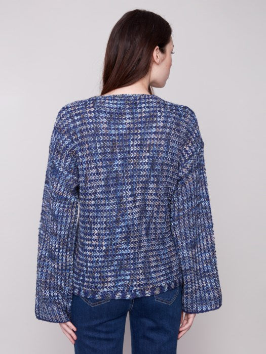 Charlie B Blue Novelty Yarn Crochet Sweater