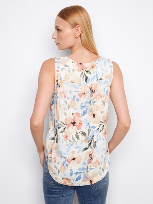 Charlie B Aurelia Printed Sleeveless Linen Blend Blouse