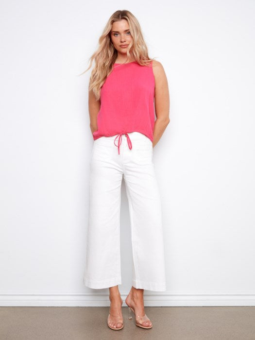 Charlie B Fuchsia Sleeveless Top With Drawcord At Hem