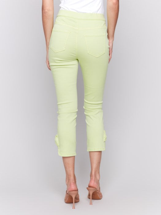 Charlie B Pull on Jeans with bow details - keylime