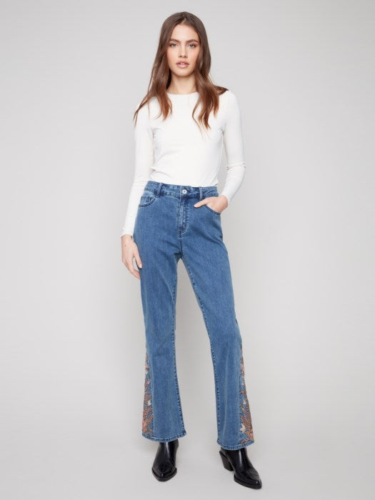 Charlie B Bootcut Jeans With Floral Embroidery