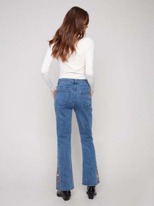 Charlie B Bootcut Jeans With Floral Embroidery