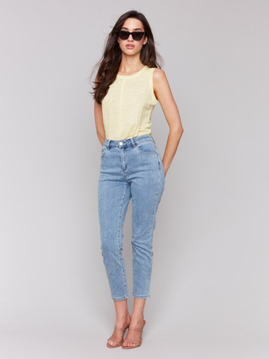 Charlie B LIght Blue Claudia Slim Leg Jeans - petite