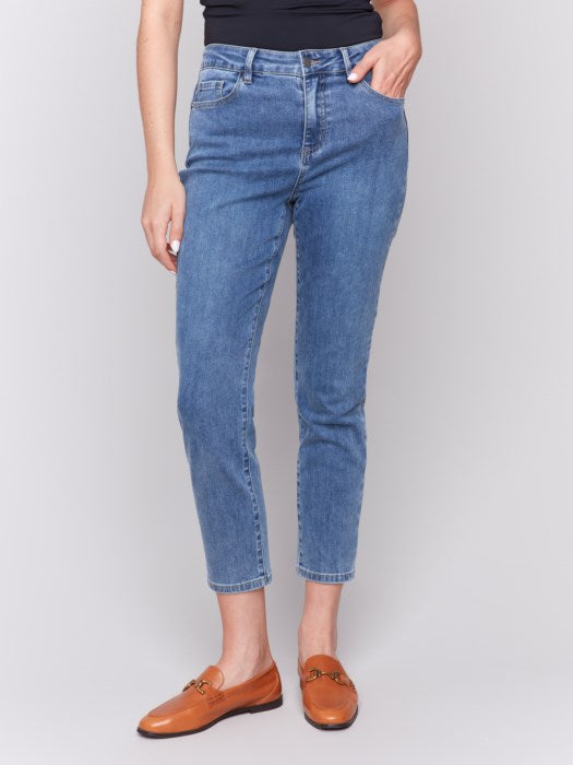 Charlie B Medium Blue Claudia Slim Leg Jeans - petite