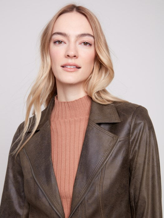 Charlie B Spruce Vintage Faux Leather Jacket