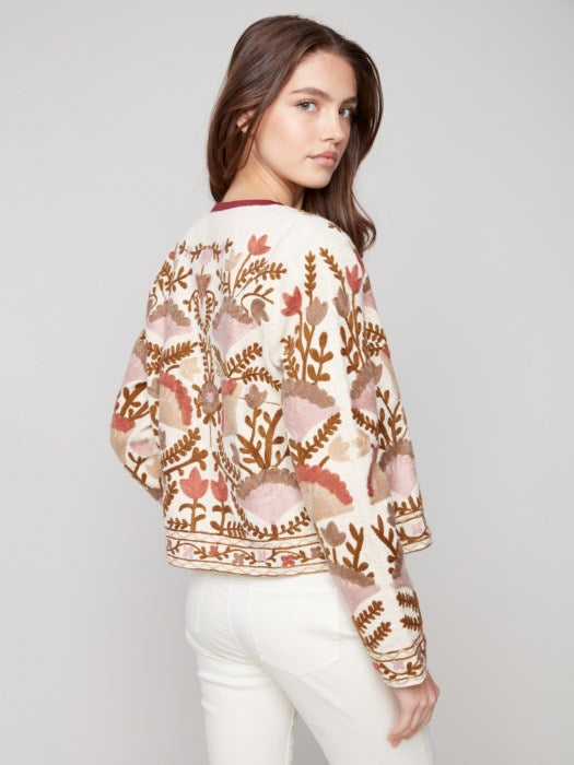 Charlie B Embroidered Open Front Jacket