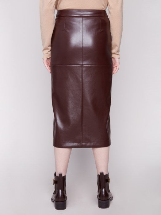 Charlie B Cabernet Faux Leather Midi Skirt