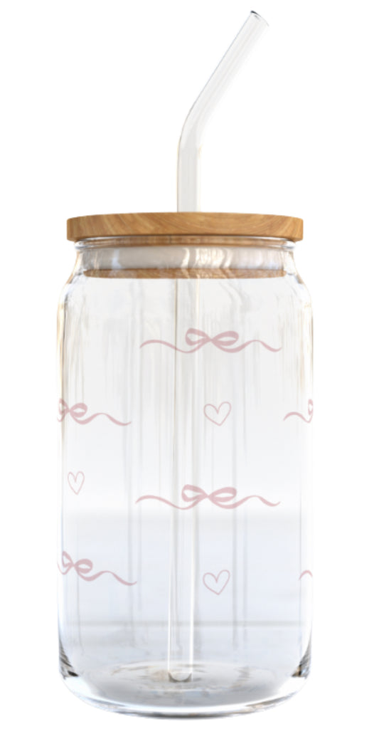 Jeminley Glass Cup with Straw