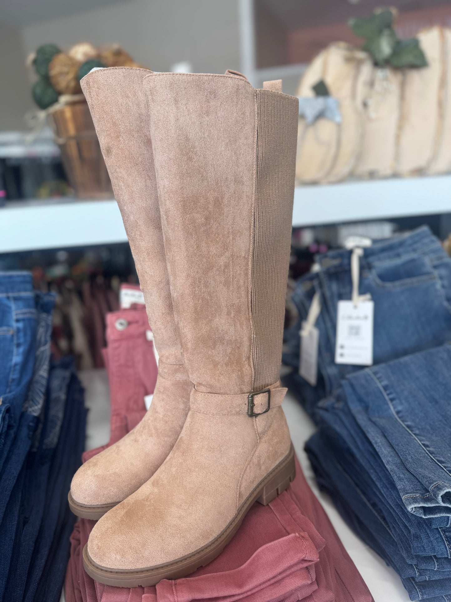 Corkys Hay There Tall Boots - camel faux suede - Wide calf