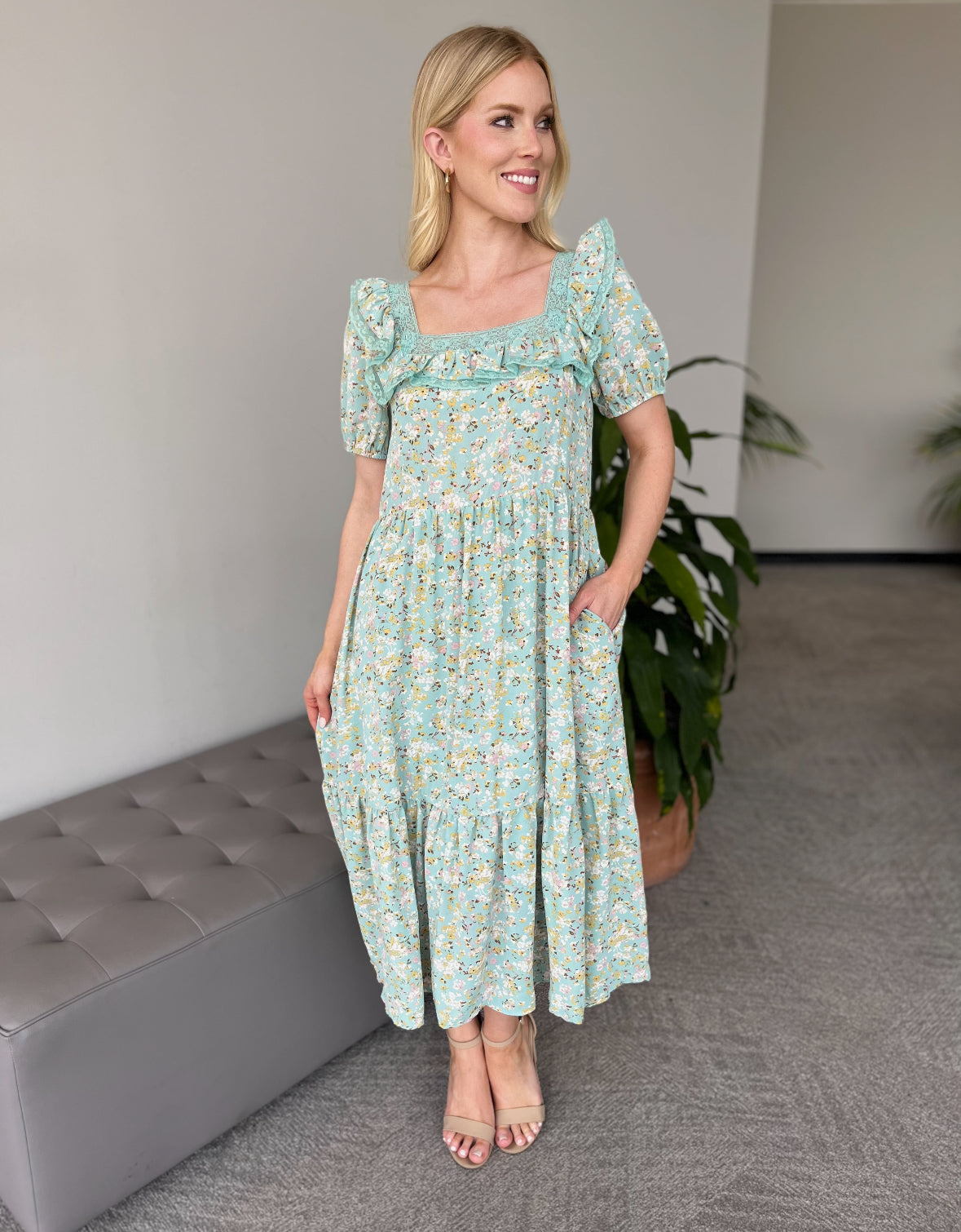 Carole Christian Fully Lined Midi Floral Dress