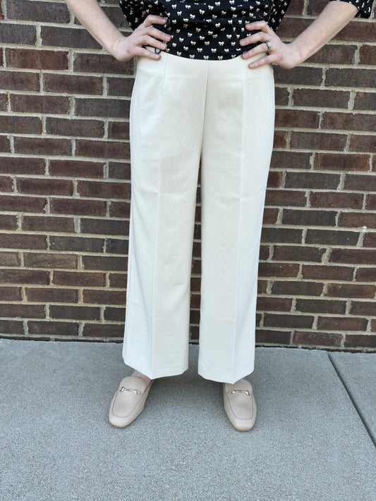 Charlie B Beige Cropped Wide Leg Pants