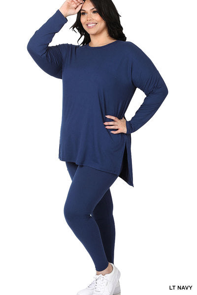 Zenana long sleeve Microfiber Lounge set - S-3X - 5 colors
