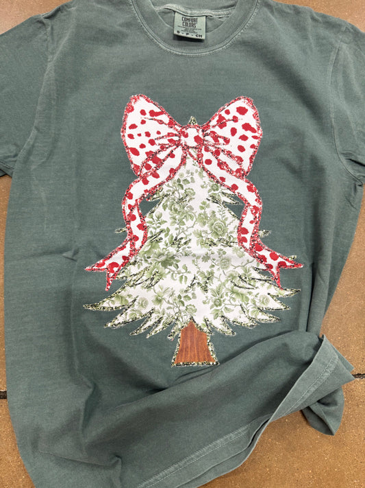 Tree with Bow Tee - Comfort Colors