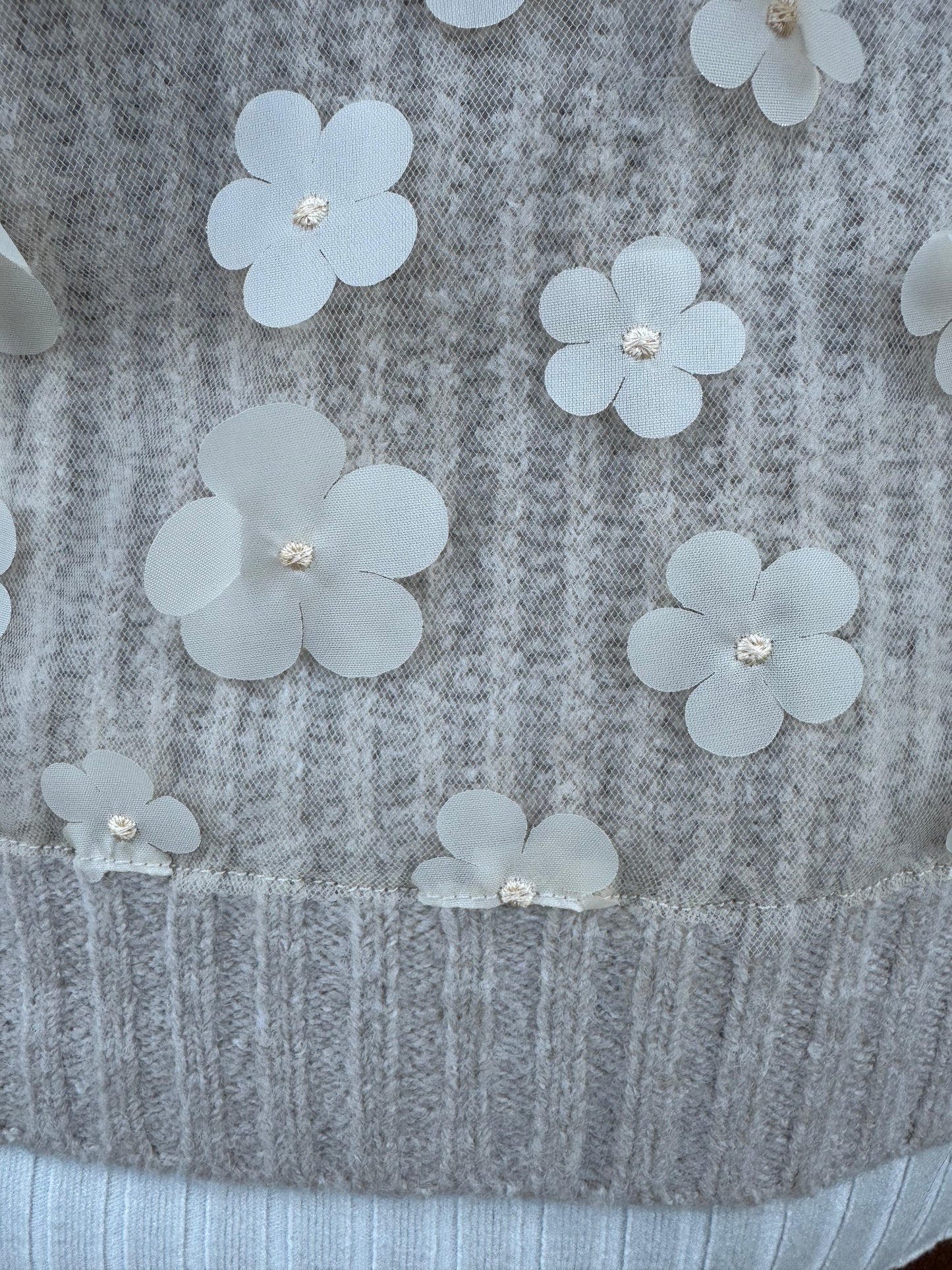 Charlie B Floral Mesh V-Neck Sweater Vest