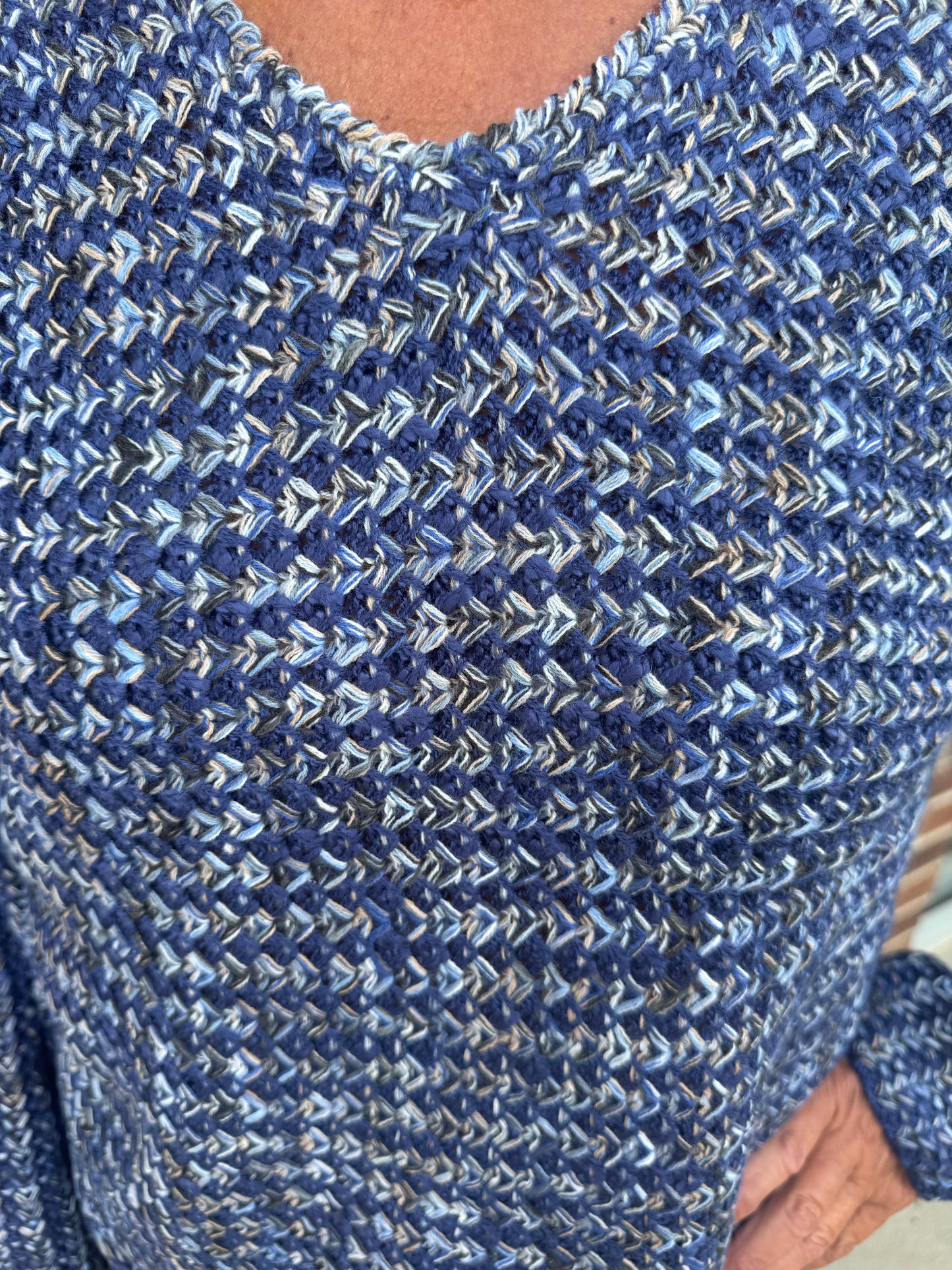 Charlie B Blue Novelty Yarn Crochet Sweater