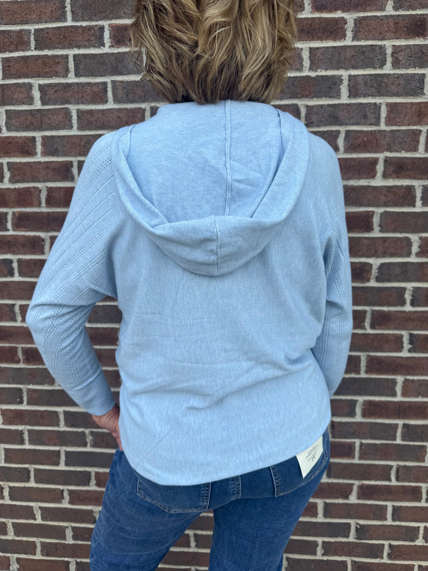 Keren Hart Light Blue Soft Knit Hooded Sweater