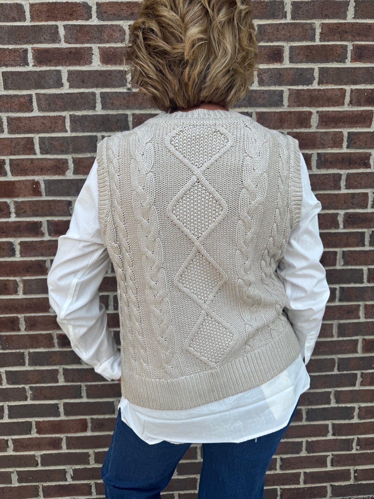 Charlie B Foiled Crew Neck Fooler Sweater Vest