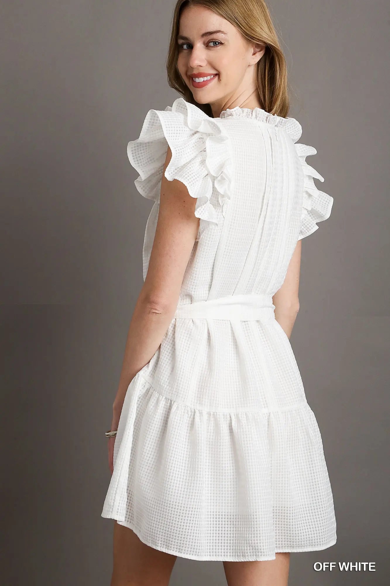 Umgee Off White Mini Dress with Belt