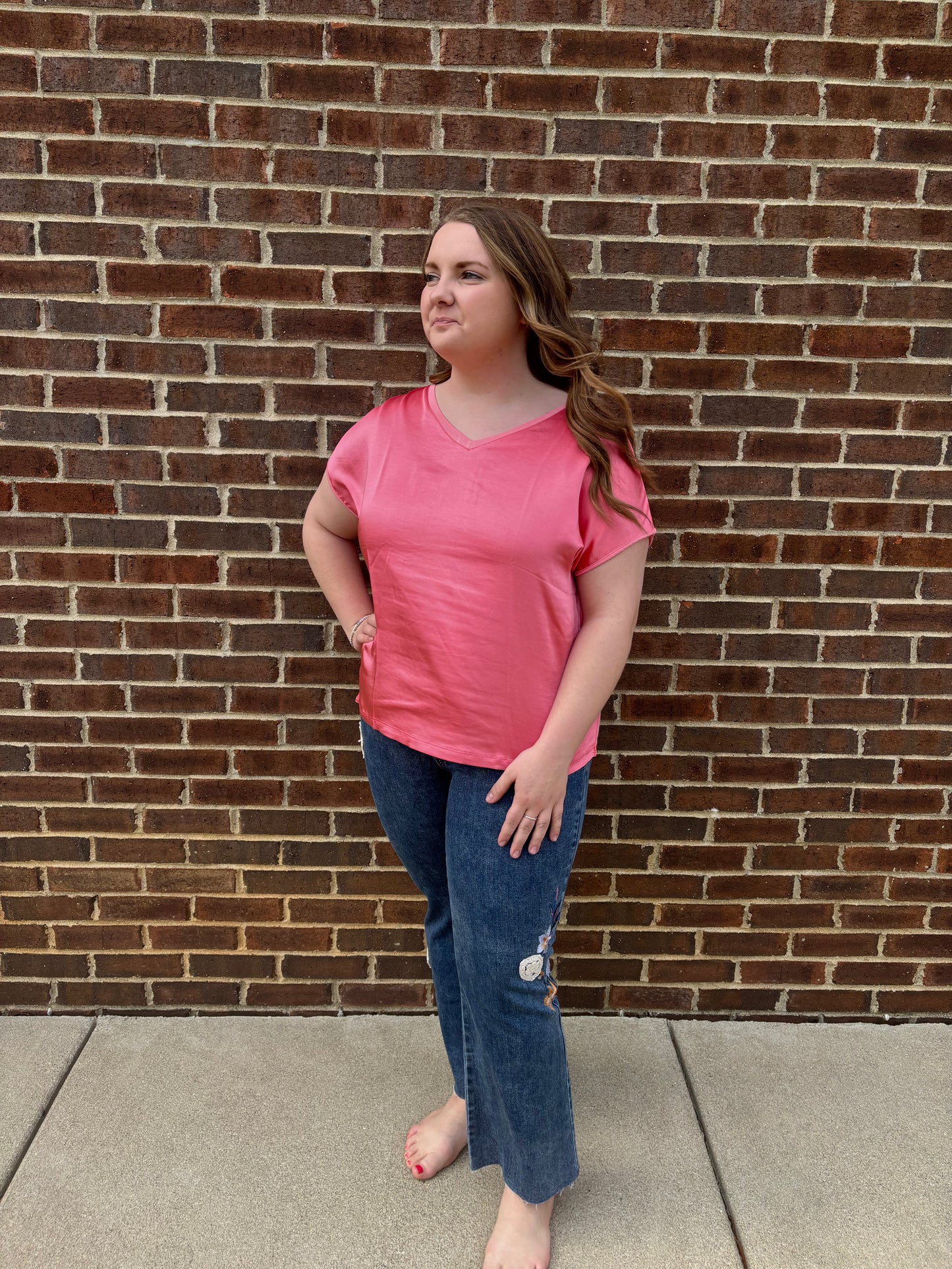 Charlie B Floral Embroidered Crochet Jeans