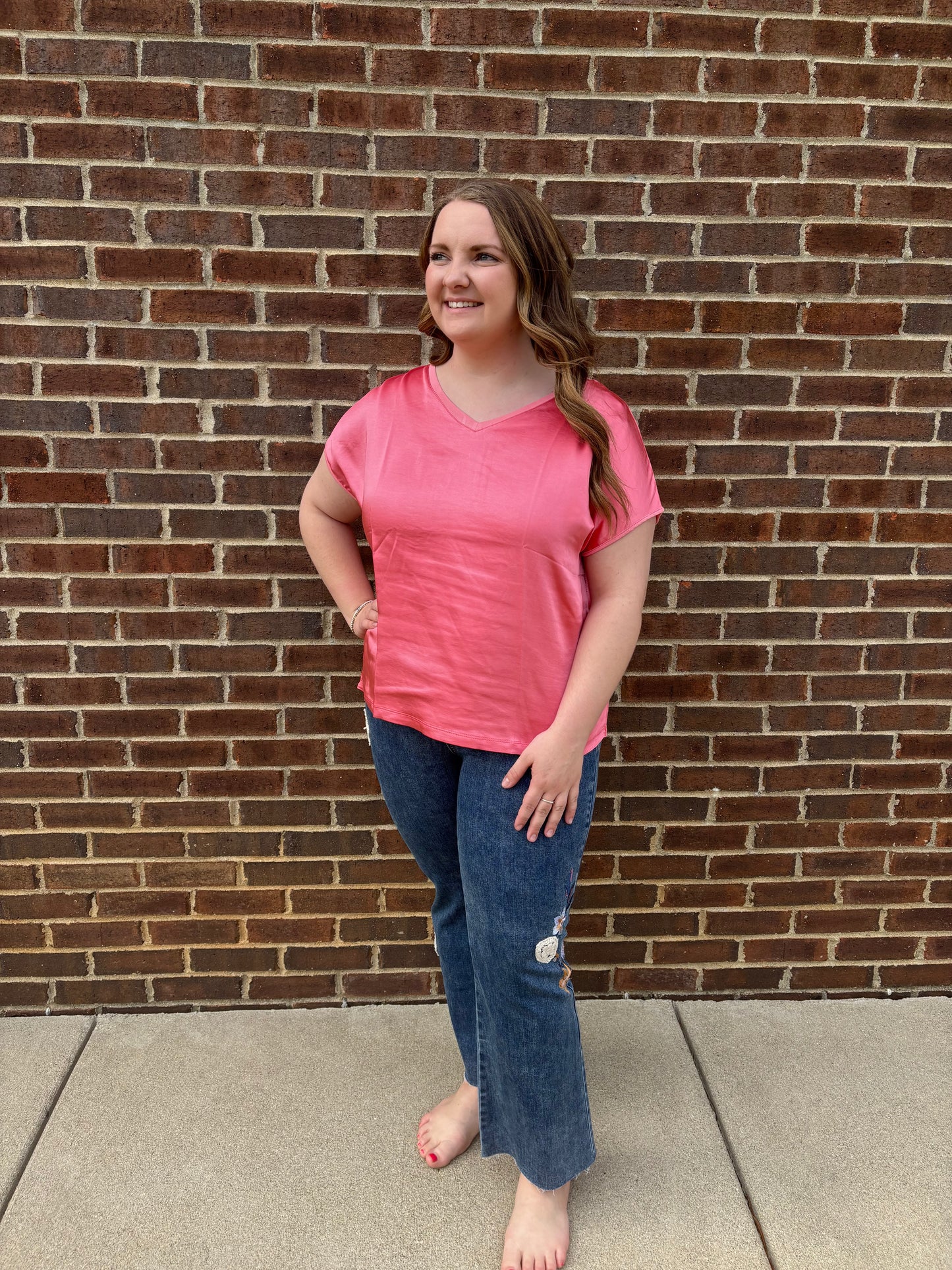 Charlie B Floral Embroidered Crochet Jeans