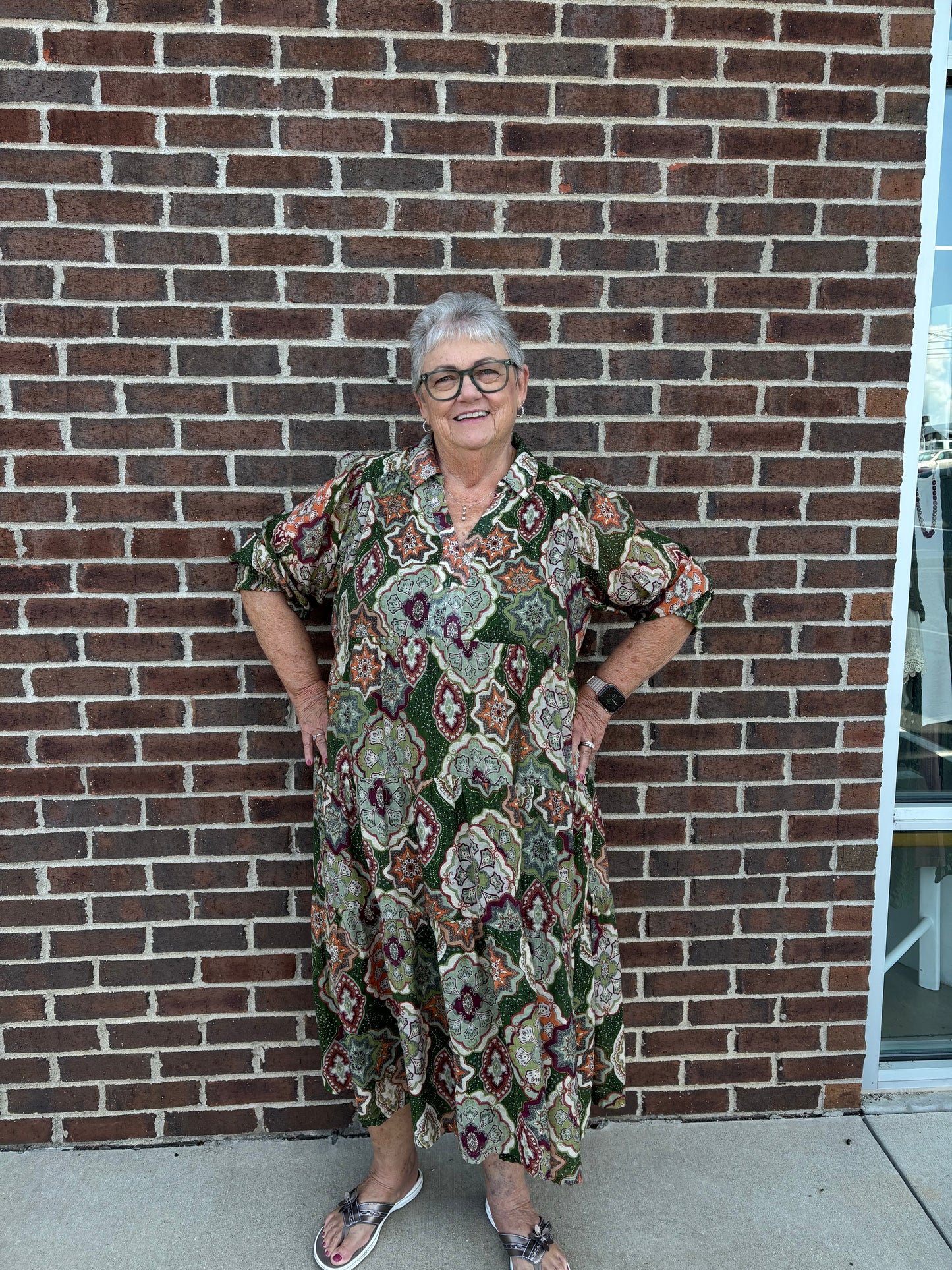 Umgee Boho Print Tiered Midi Dress