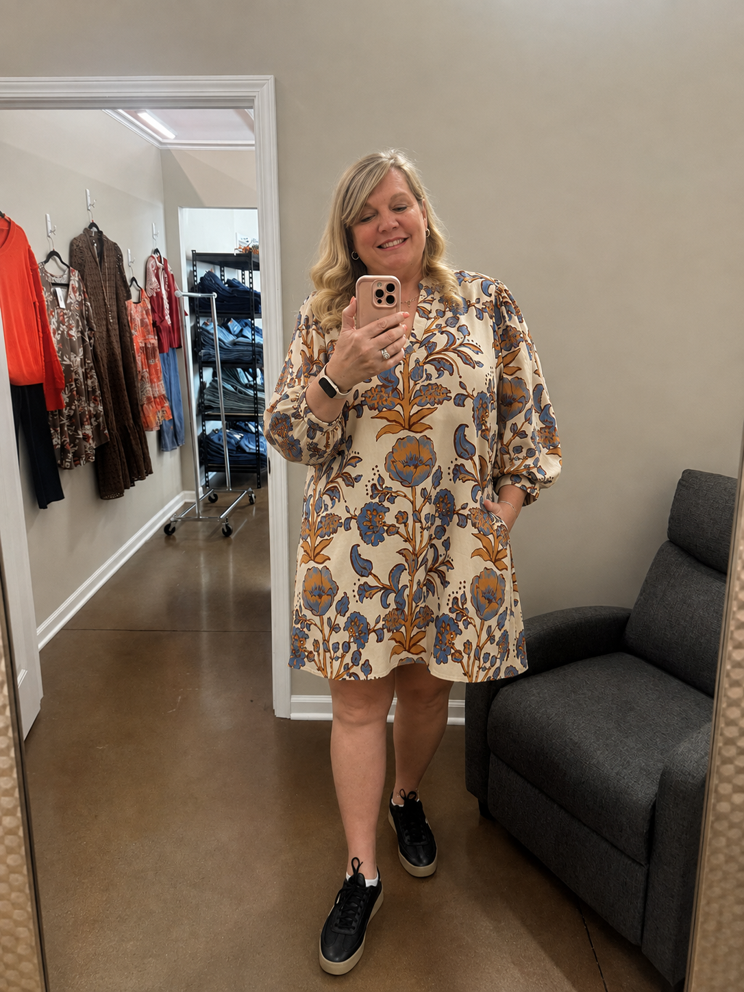 Entro Floral Print Dress - Ecru