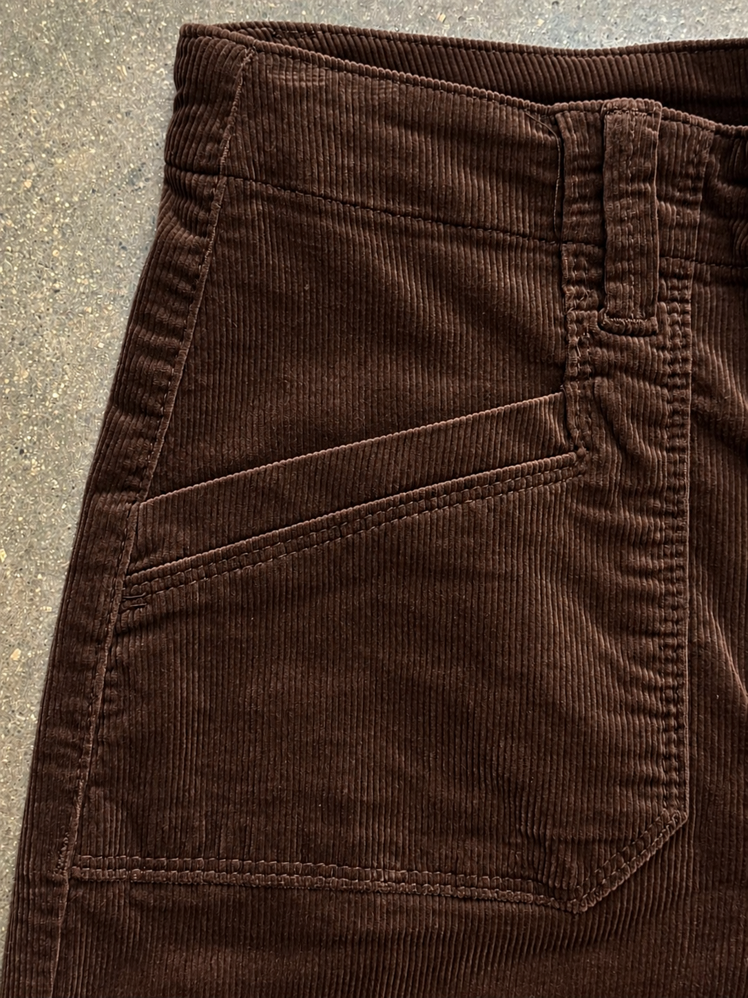 Charlie B Coffee Brown Cropped Wide Leg Corduroy Pants with Patch Pockets