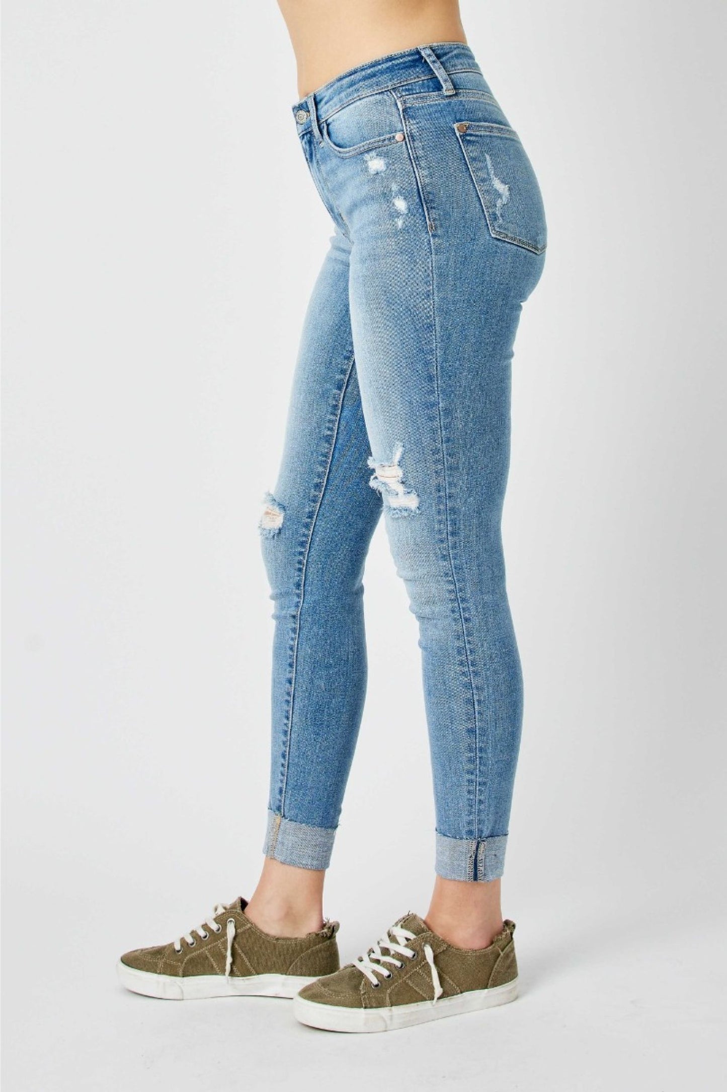 Judy Blue mid-rise destroyed skinny jeans
